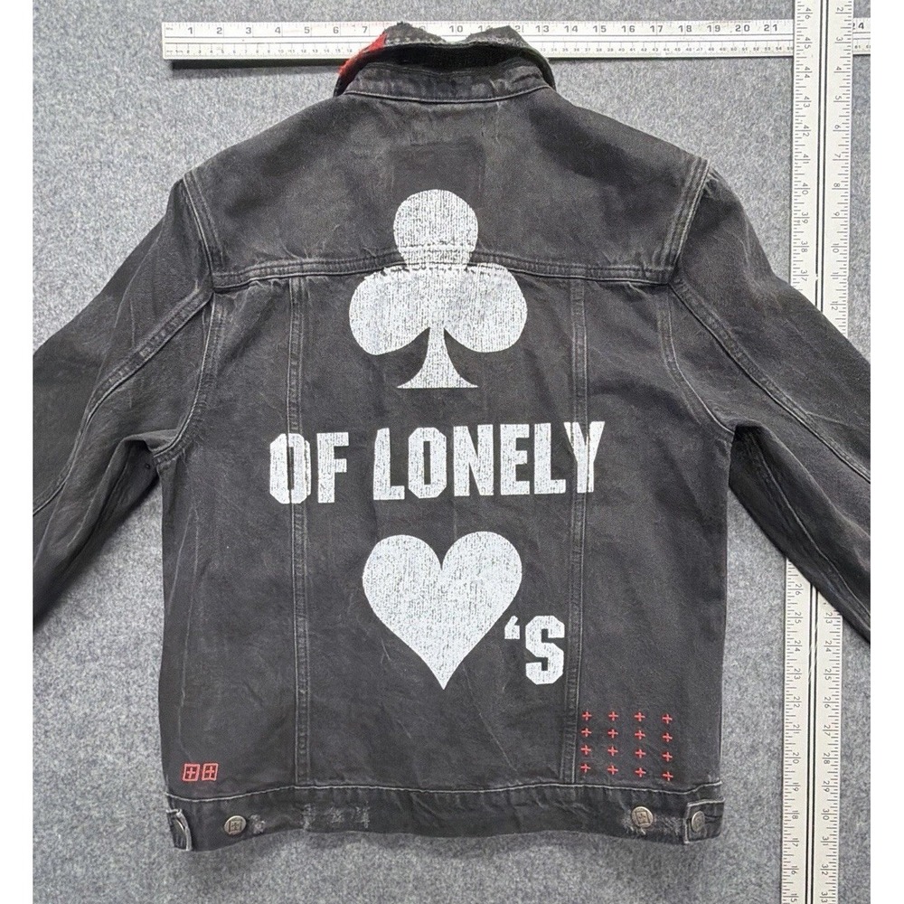 Rare Ksubi Mens Black Denim Klub Of Lonely Hearts Jacket Medium
